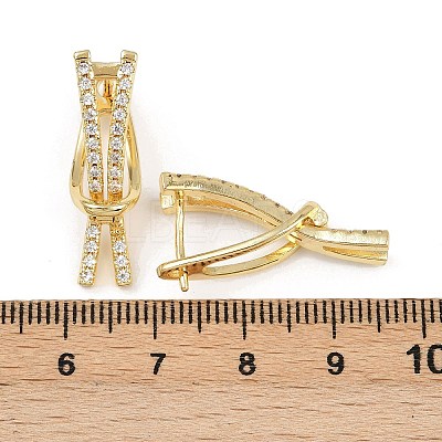 Brass Micro Pave Clear Cubic Zirconia Line Hoop Earrings EJEW-G446-02G-1