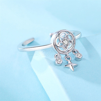925 Sterling Silver Micro Pave Cubic Zirconia Cuff Rings WG15AAD-01-1