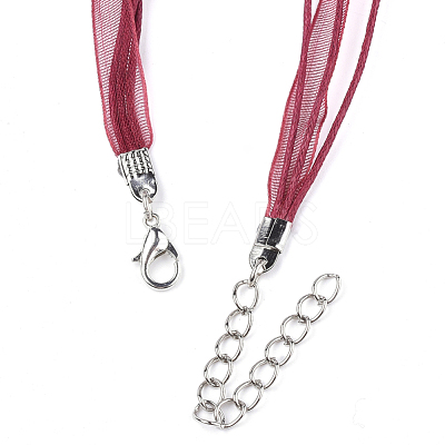 Waxed Cord and Organza Ribbon Necklace Making NCOR-T002-163-1
