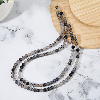 2 Strands Natural Dragon Veins Agate Bead Strands G-FH0002-36B-1