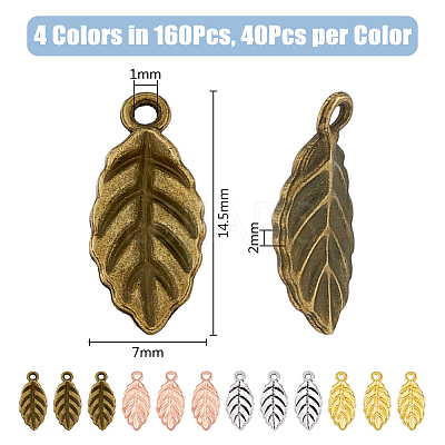 160Pcs 4 Colors Alloy Charms FIND-DC0004-28-1