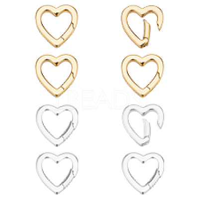 8Pcs 2 Colors Brass Spring Gate Rings KK-PH0013-93-1
