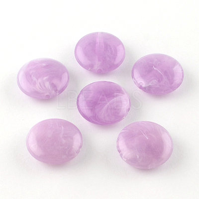Flat Round Imitation Gemstone Acrylic Beads OACR-R051-11-1