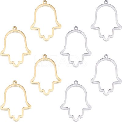 8Pcs 2 Colors 304 Stainless Steel Open Back Bezel Pendants STAS-UN0031-92-1