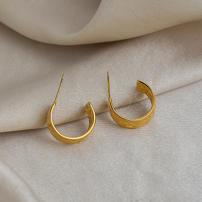 304 Stainless Steel C-shaped Stud Earrings BI3603-1