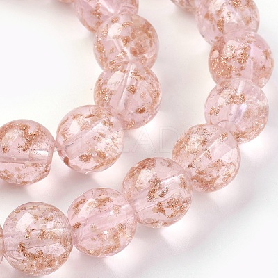Handmade Gold Sand Lampwork Beads Strands LAMP-P051-L08-10mm-1