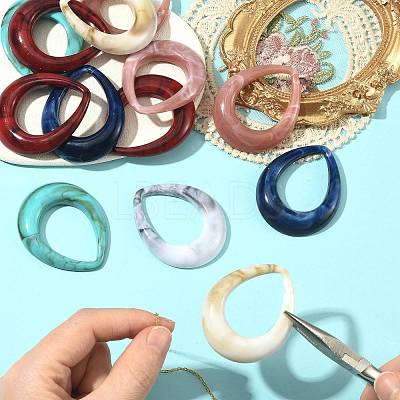 24Pcs 6 Colors Acrylic Big Pendants OACR-FS0002-65-1