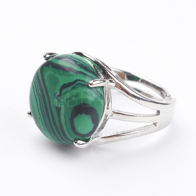Adjustable Synthetic Malachite Finger Rings RJEW-F075-01I-1