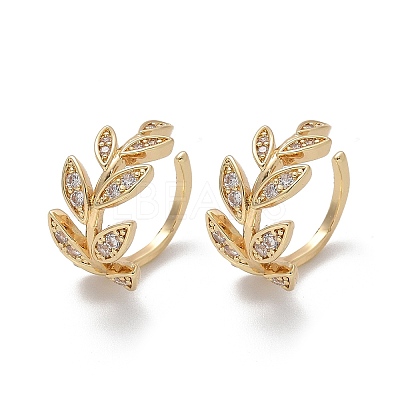 Brass Micro Pave Clear Cubic Zirconia Cuff Earrings EJEW-I249-11G-1