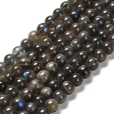 Natural Black Labradorite Beads Strands G-C205-A01-6mm-1