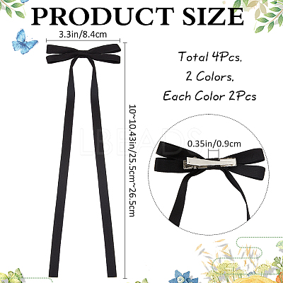 Big Bowknot Polyester Alligator Hair Clips AJEW-CP0008-39B-1