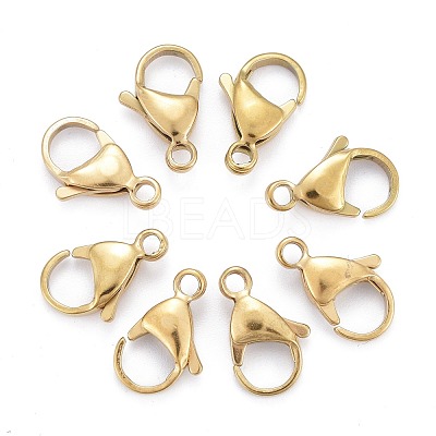 Ion Plating(IP) 304 Stainless Steel Lobster Claw Clasps X-STAS-H353-F-02G-1