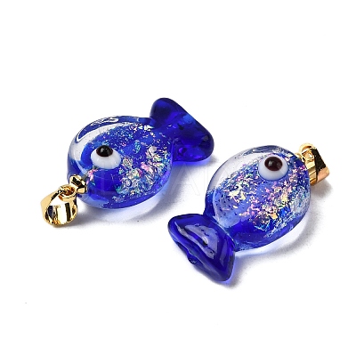 Handmade Dichroic Foil Lampwork Pendants DICH-G001-01G-08-1