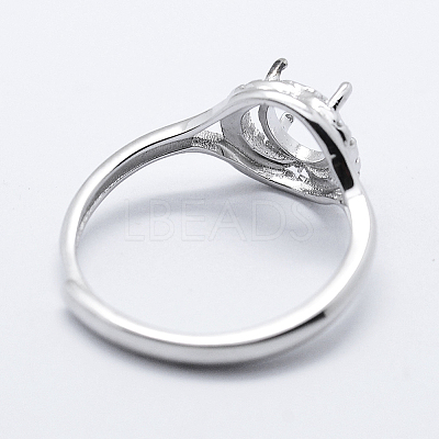 Anti-Tarnish Rhodium Plated 925 Sterling Silver Finger Ring Components STER-G027-15P-1