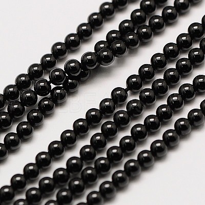 Natural Black Spinel Round Bead Strands G-A130-2mm-32-1