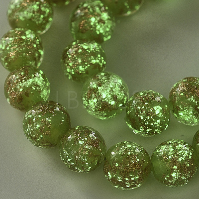 Handmade Gold Sand Lampwork Beads Strands LAMP-T007-06H-1