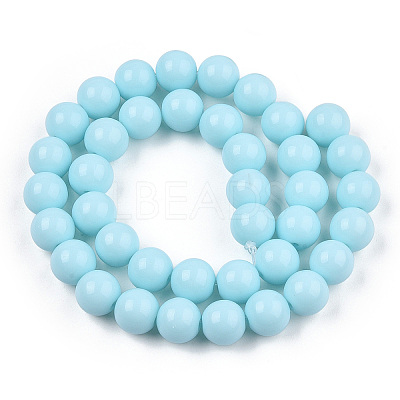 Opaque Solid Color Glass Beads Strands GLAA-T032-P8mm-10-1