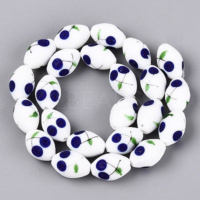 Frosted Handmade Lampwork Beads Strands LAMP-N037-03A-1