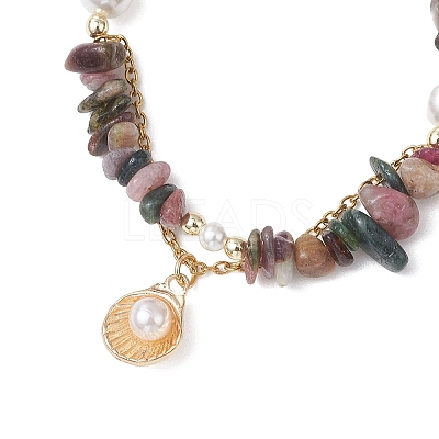 Natural Multicolor Tourmaline Chips Beads Necklaces & Bracelets Sets for Women SJEW-JS01372-02-1