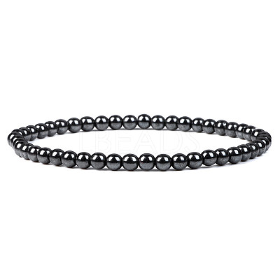 4mm Round Synthetic Hematite Beads Bracelet for Men KG3069-32-1
