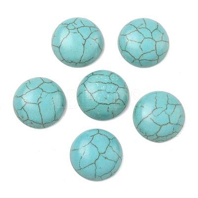 Craft Findings Dyed Synthetic Turquoise Flat Back Dome Cabochons X-TURQ-S266-14mm-01-1