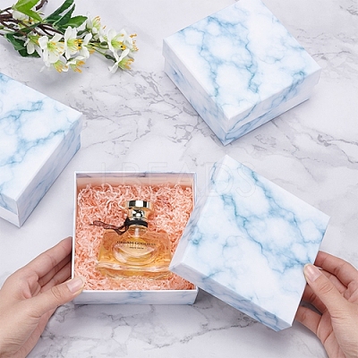 Marble Texture Pattern Paper Cardboard Jewelry Boxes CON-BC0001-18C-1