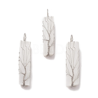 Copper Wire Wrapped Natural Selenite Big Pendants KK-E086-01P-1