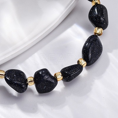 Synthetic Blue Goldstone Beaded Bracelets for Women G-P563-07P-13-1