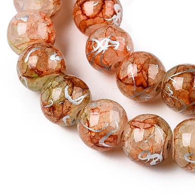 Drawbench Crackle Glass Beads Strands GLAA-N006-8mm-08-1
