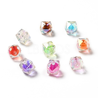 Two Tone UV Plating Rainbow Iridescent Acrylic Beads TACR-D010-02-1