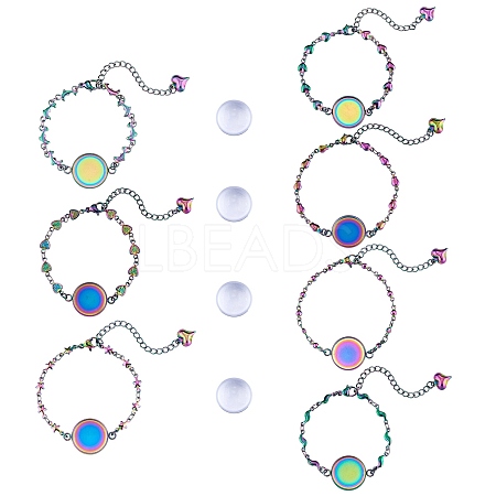 DIY Rainbow Color Blank Dome Link Bracelet Making Kit DIY-SZ0009-08-1