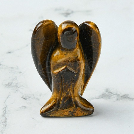 Angel Natural Tiger Eye Home Display Decorations DJEW-YW0001-05A-1