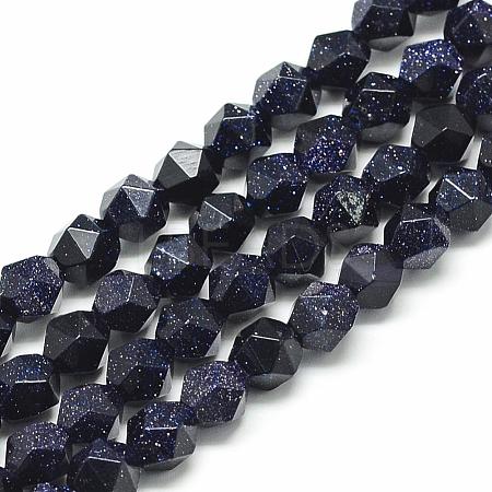 Synthetic Blue Goldstone Beads Strands G-S149-11-8mm-1