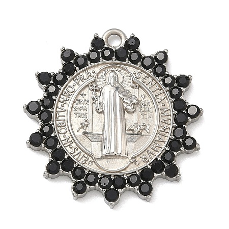 304 Stainless Steel & Rhinestone Pendants STAS-G371-09A-02P-1