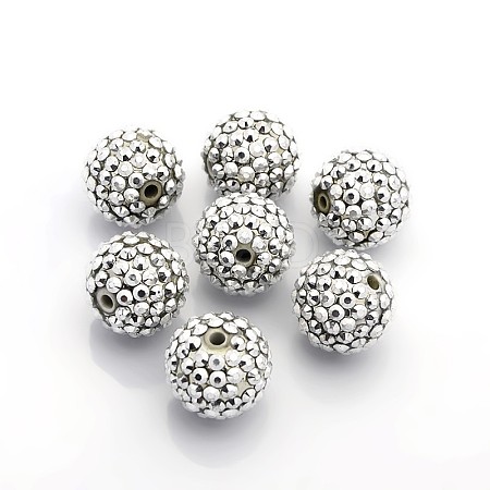 Chunky Resin Rhinestone Bubblegum Ball Beads X-RESI-S260-20mm-S2-1