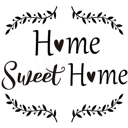 Rectangle with Word Home Sweet Home PVC Wall Stickers DIY-WH0228-121-1
