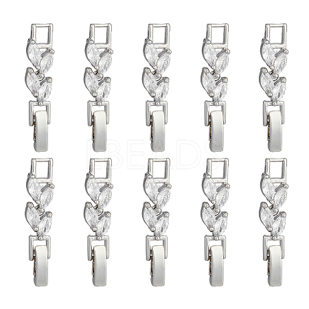 SUPERFINDINGS 10Pcs Brass Clear Cubic Zirconia Watch Band Clasps ZIRC-FH0001-38P-1