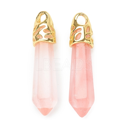 Bullet Cherry Quartz Glass Pointed Pendants G-E332-C30-G-1