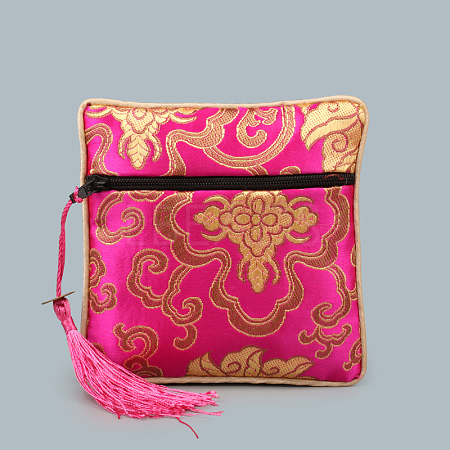 Chinese Style Square Cloth Zipper Pouches CON-PW0001-090I-1