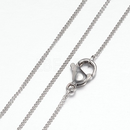 Non-Tarnish 304 Stainless Steel Curb Chain Necklaces STAS-P101-58P-1