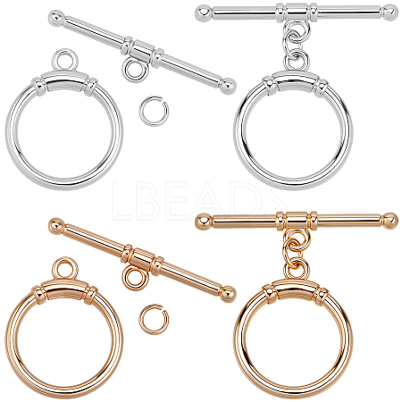 10Pcs 2 Colors Brass Toggle Clasps KK-BBC0021-22B-1