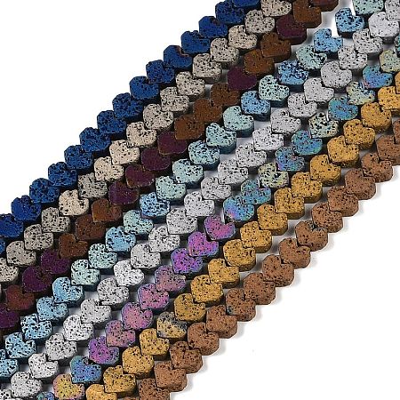 Electroplated Natural Lava Rock Beads Strands G-Q1009-G01-02-1