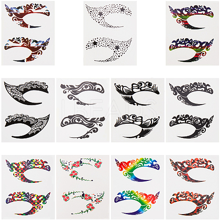 11Pcs 11 Styles Luminous Removable Temporary Water Proof Tattoos Paper Stickers Set DIY-GF0010-79-1