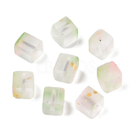 Frosted Glass Beads with Golden Glitter Powder DGLA-NH001-8mm-01E-1