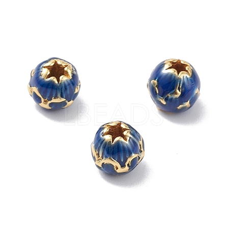 Rack Plating Brass Enamel Beads KK-L155-49B-G-1