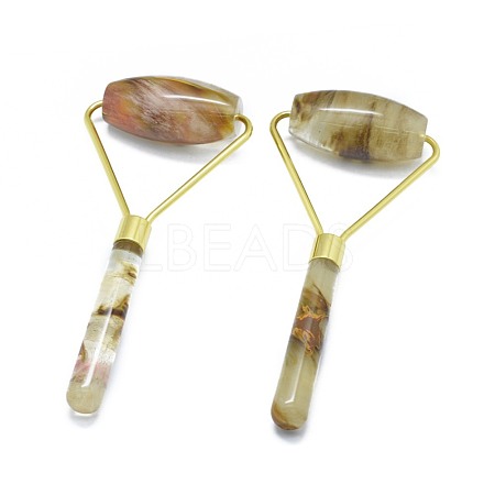 Synthetic Tigerskin Glass Brass Face Massager MRMJ-G010-11-1