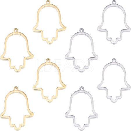 8Pcs 2 Colors 304 Stainless Steel Open Back Bezel Pendants STAS-UN0031-92-1