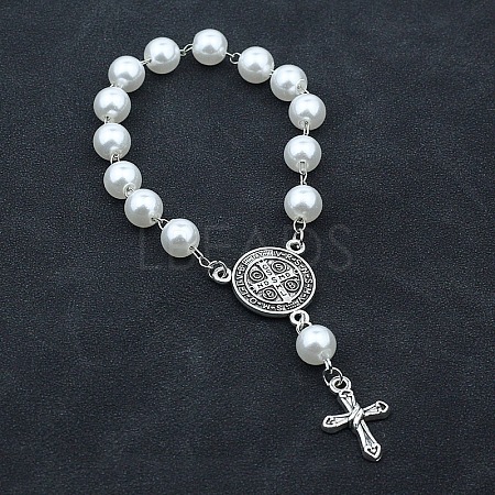Cross & Saint Benedict Alloy Charm Bracelet PW-WG03A0B-01-1