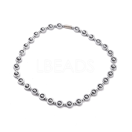 Synthetic Hematite & Brass Column Beaded Necklace with Magnetic Clasps NJEW-G047-01A-1