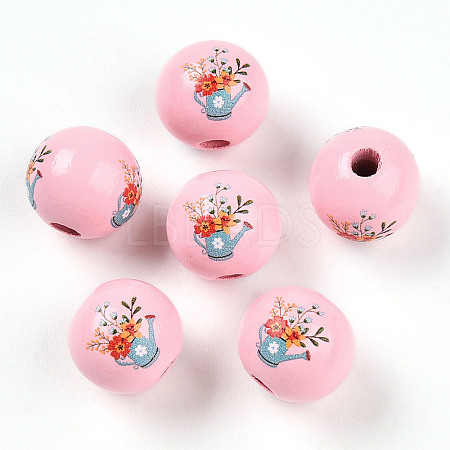 Easter Theme Printed Wood Beads WOOD-T032-22S-1